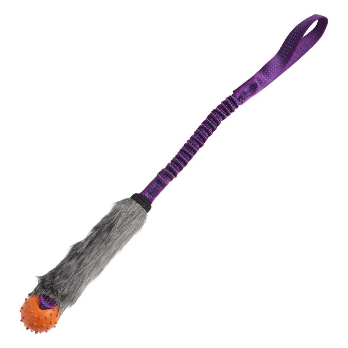 Faux Fur Ball Bungee Tug - Rubber Ball